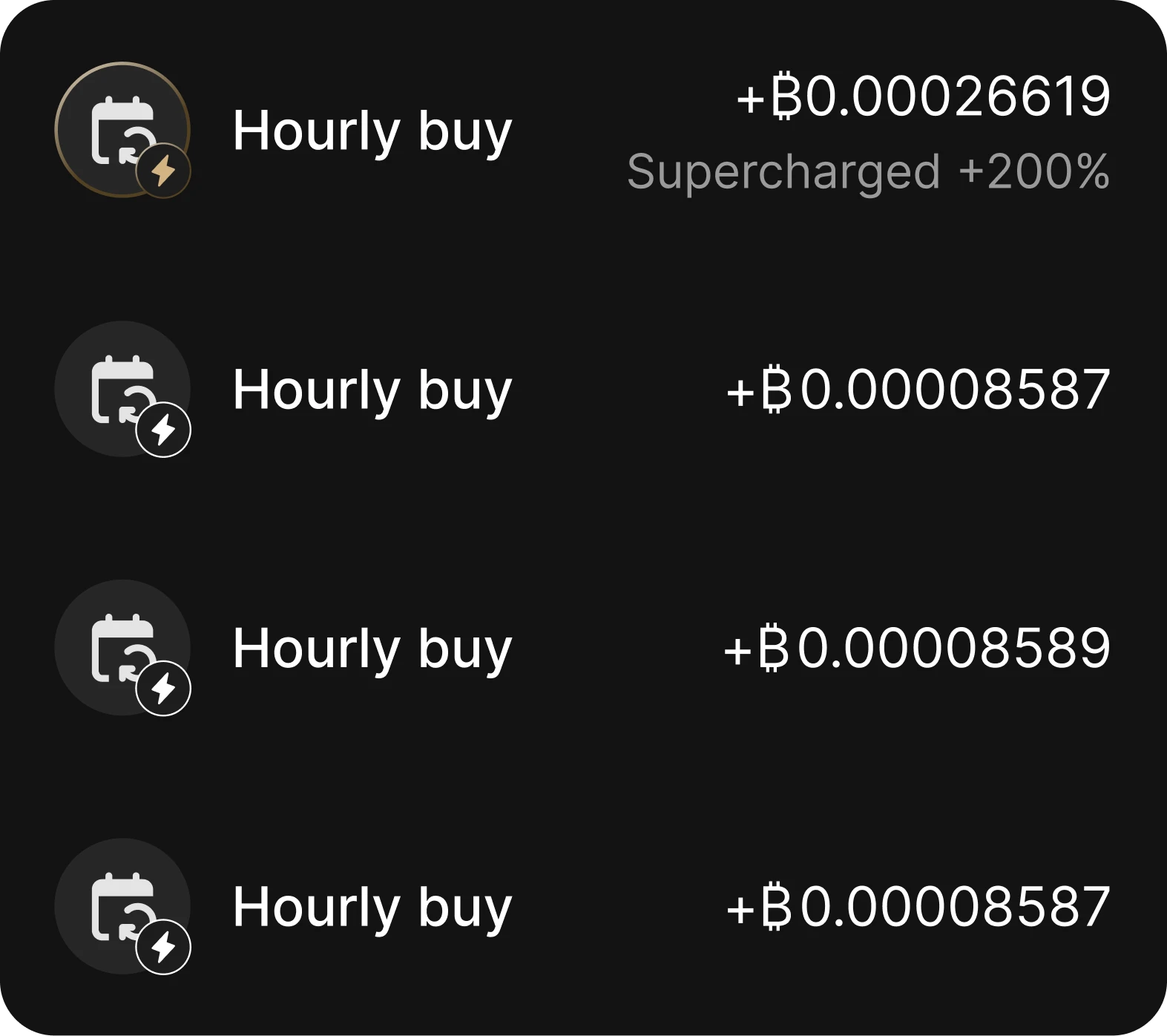 CoinSpotX's recurring Bitcoin purchase interface
